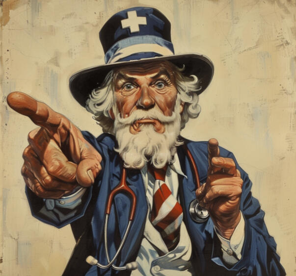 Image of Uncle Sam as a Doctor